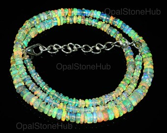 AAA+++ Opal 16 Inches Necklace, Natural Ethiopian Welo Opal Beads, Ethiopian Opal Necklace, Fire Opal Necklace, Welo Opal Beads #217