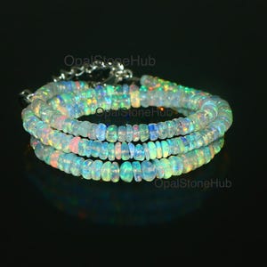 Natural Ethiopian Welo Fire Opal Gemstone Rondelle Beads Necklace 16 Inches, Opal Necklace, Fire Opal Necklace, Real Opal Necklace, 3-5 mm
