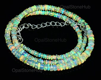AAA++ Opal 16 Inches Necklace, Natural Ethiopian Welo Opal Beads, Ethiopian Opal Necklace, Fire Opal, Opal Necklace, Welo Opal Beads #212