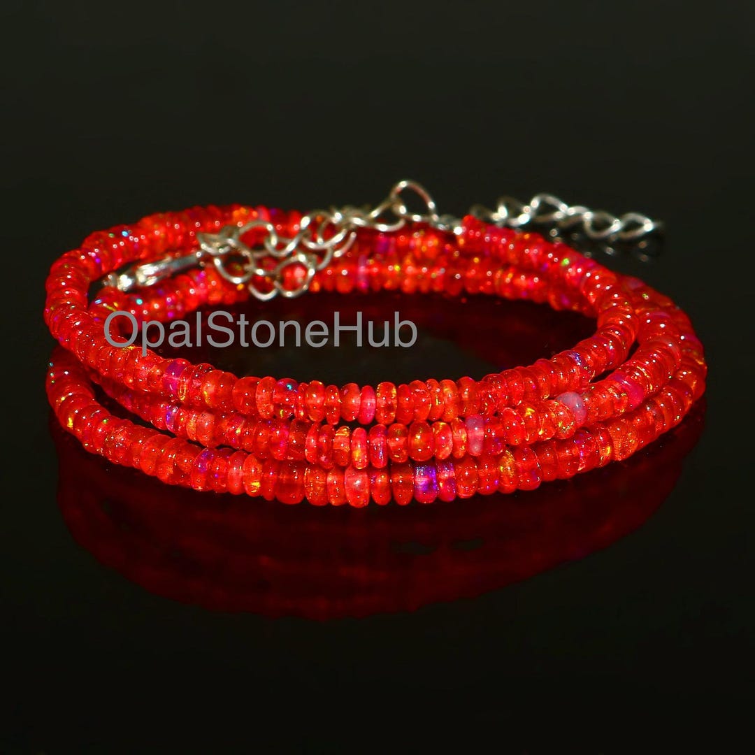 Natural Ethiopian Red Opal Rondelle Beads Necklace, Red Opal Necklace ...