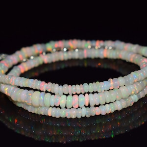 Lond Strand Ethiopian 18 Inches Necklace, Natural Welo Opal Beads, Ethiopian Opal Necklace, Fire Opal, Opal Necklace, Welo Opal Beads,  #223