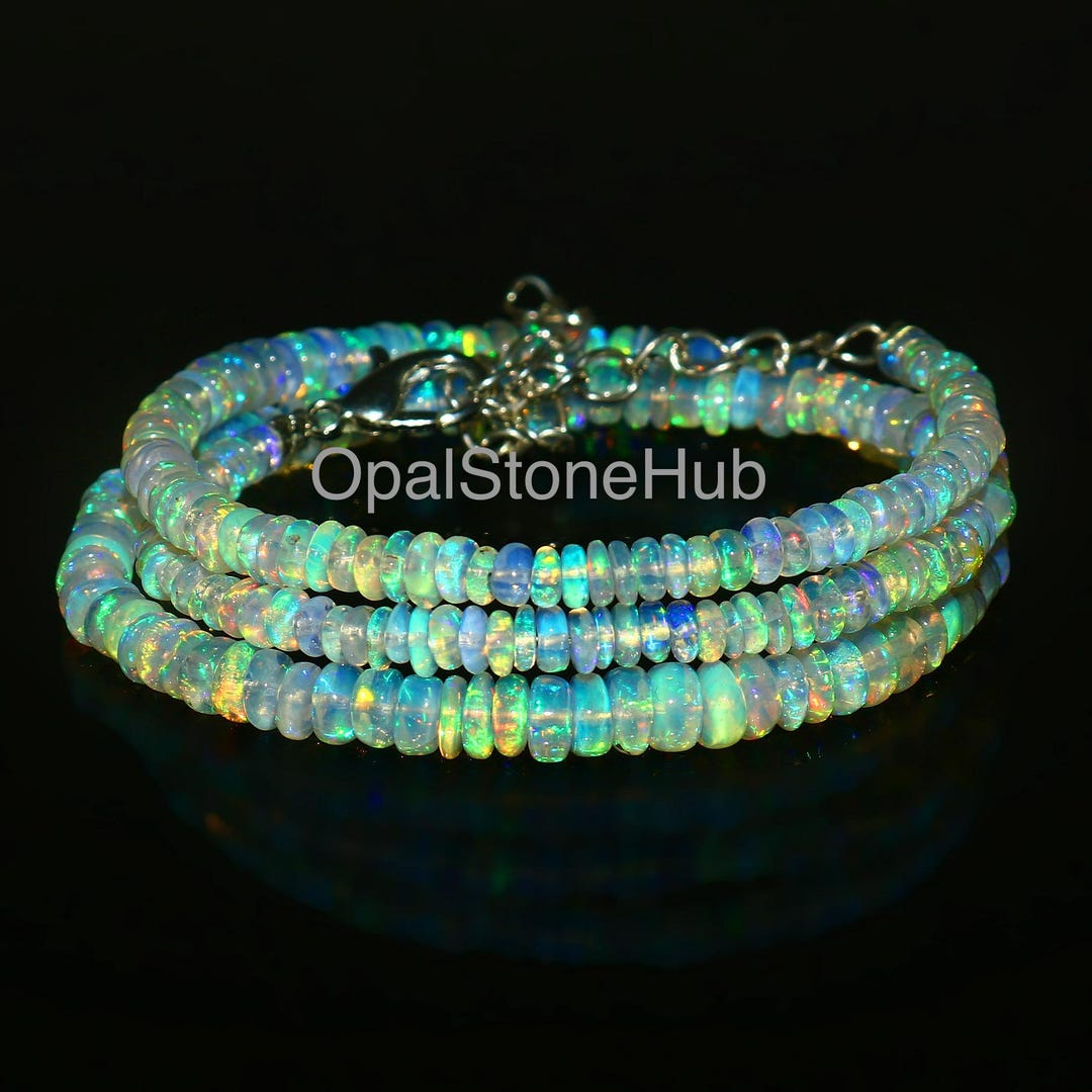 Opal Necklace, Natural Ethiopian Fire Opal Rondelle Beads Necklace ...