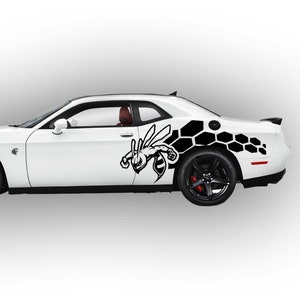 Large Honeycomb Angry Bee Side Vinyl Graphics Fits Dodge Challenger