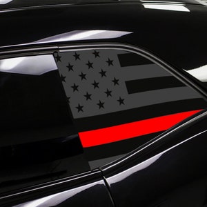 Solid American USA Flag With Red Line Third Window Decals Fits Dodge Challenger sxt rt gt srt scatpack