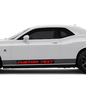 Honeycomb with Custom Text Rocker Panel Stripes Fits Dodge Challenger sxt gt rt srt scatpack