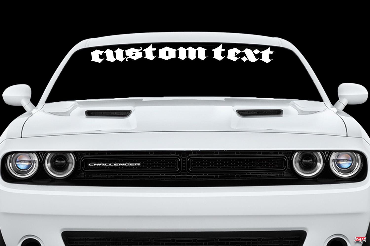 Bold Gothic Custom Text Windshield Banner Decal Fits Dodge