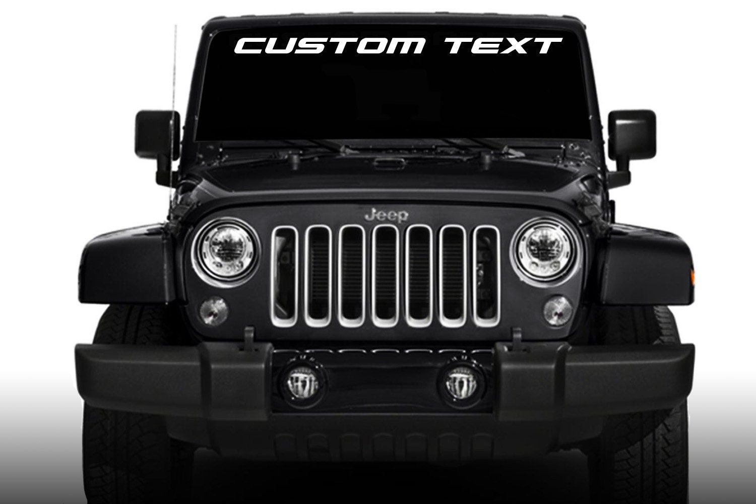 Custom Text Windshield Banner Decal  Fits Jeep Yj Tj Cj Jl Jk wrangler rubicon sahara gladiator grand cherokee
