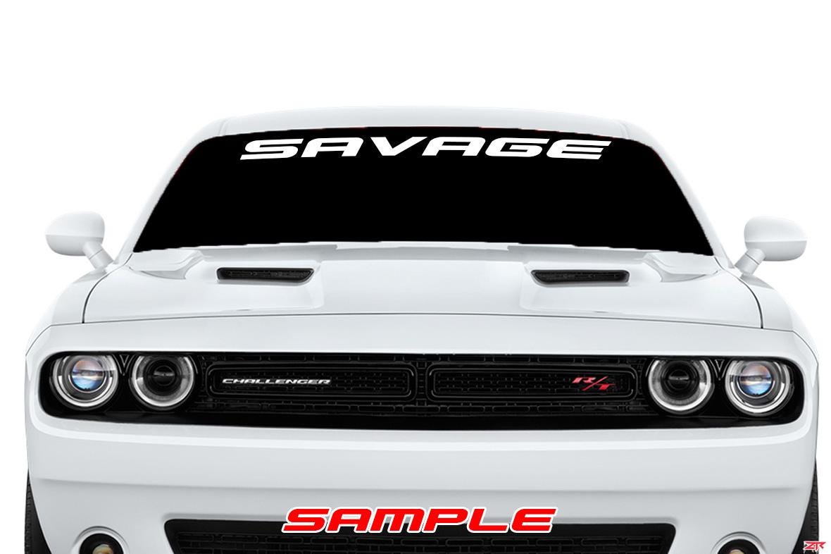 カスタムテキスト フロントガラスバナーデカール ダッジ チャレンジャー SXT GT RT SRT スキャットパックに適合, image size:1180x786