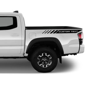 Gradient Custom Text Bed Stripes Vinyl Decals Fits Toyota Tacoma