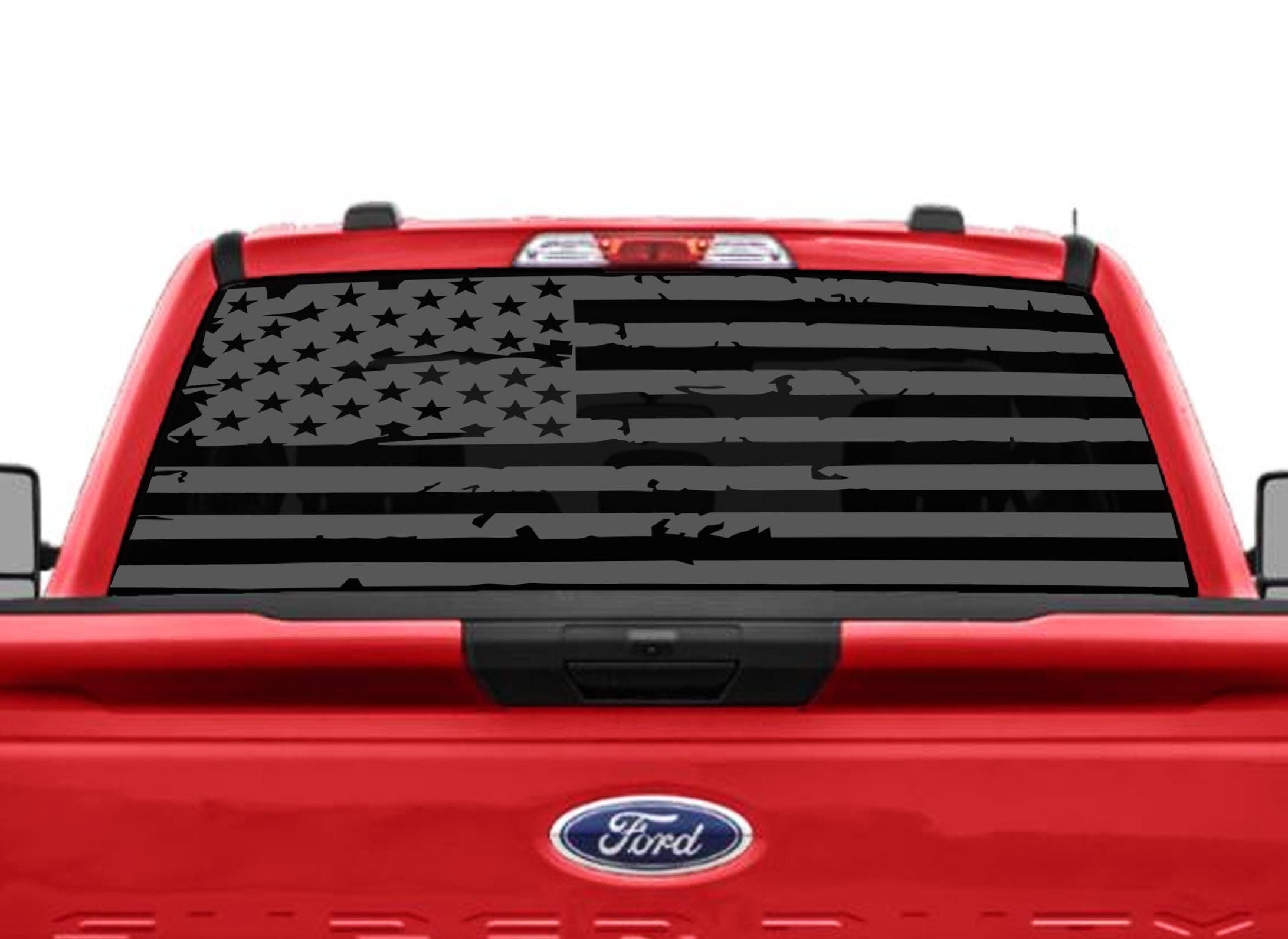 Distressed USA American Flag Rear Window Vinyl Decal SUV Silverado ...