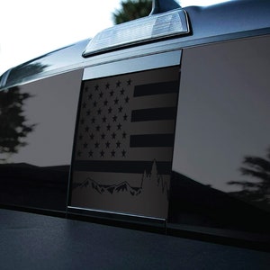 Rear Back Middle Window American Flag With Mountain Outdoor Scene Fits 2016-2022 Toyota Tacoma
