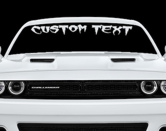 Sticker bannière pare-brise avec texte personnalisé style monstre pour Dodge Challenger sxt rt gt srt scatpack