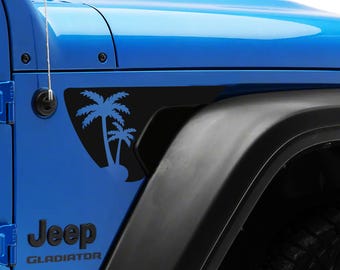 2 Palm Trees Fender Vent Decal Stickers - Fits Jeep Wrangler JL - Jeep Gladiator JT 2018-2025