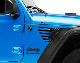 2 USA Flag Fender Vent Decal Stickers - Fits Jeep Wrangler JL - Jeep Gladiator JT 2018-2025
