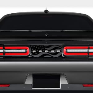 Waving USA Flag Taillight Divider Decal with Emblem Letter Cutout Fits Dodge Challenger sxt gt rt srt scatpack