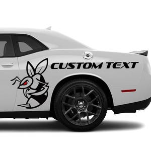 Angry Bee with Custom Text Side Vinyl Graphics Fits Dodge Challenger Rt Srt Sctapack Sxt Hemi