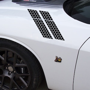 Honeycomb Fender Hash Mark Dual Stripes Decals Fits Dodge Challenger sxt rt gt srt scatpack
