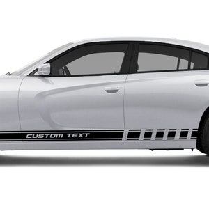 Double Striped Rocker Panel Stripes With Custom Text Fits Dodge Charger sxt rt gt srt scatpack