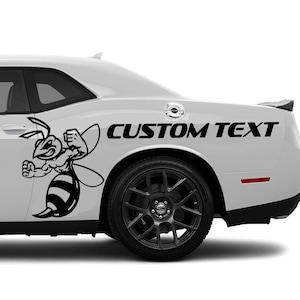 Angry Bee with Custom Text Side Vinyl Graphics Fits Dodge Challenger