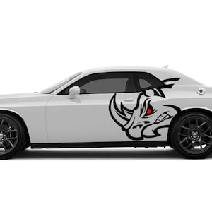 Extra Large Angry Rhino Body Side Vinyl Decal Graphics Fits Dodge Challenger sxt rt gt srt scatpack