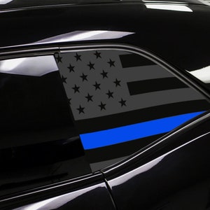 Custom  Solid American Usa Flag With Blue Line Third Window Decals RT SRT Hemi SXT Fits Dodge Challenger