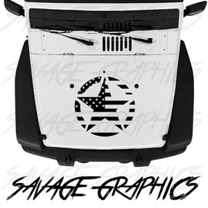 Usa Flag Hood Star Vinyl Decal Fits Jeep