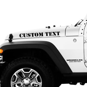 Custom Military Style Text Hood Outlined Vinyl Decals Fits Jeep Yj Tj Cj Jl Jk