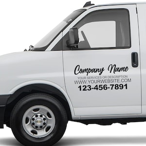 1 Set of Single Colored Door Business Lettering Custom Vinyl Decals Work Van, Truck, Car Commercial Graphics