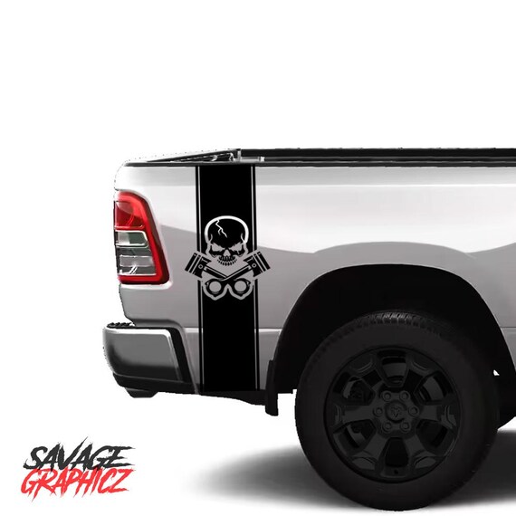 thumbnail image 2 of Patriotic Army Star Skull Truck Bed Stripes (Pair) – Universal Fit For Ram, Chevy, F150, Toyota | Oracal 651 Vinyl 2 of 3