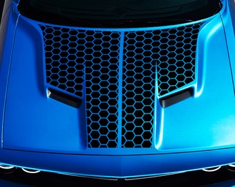 2015-2020 T Hood Hoenycomb Racing Stripes Fits Dodge Challenger