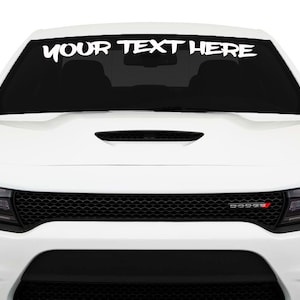 Striscione adesivo con testo personalizzato per parabrezza adatto a Dodge Charger SXT RT GT SRT Scatpack