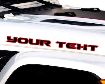 Custom Text Hood  Outlined 2 Colored Decals Fits Jeep Yj Tj Cj Jl Jk