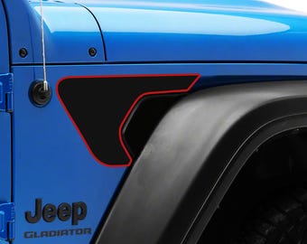 2 Outlined Blackout Fender Vent Decal Stickers - Fits Jeep Wrangler JL - Jeep Gladiator JT 2018-2025