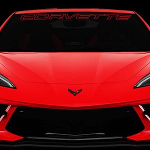 Outlined Corvette Windshield Banner Decal Fits Chevy Corvette C8 Stingray z06