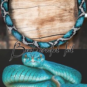 KIT pour fabriquer un collier et un bracelet de serpent bleu azur au Crochet de perles Fabrication de bijoux Artisanat adulte Bijoux de corde bricolage image 5