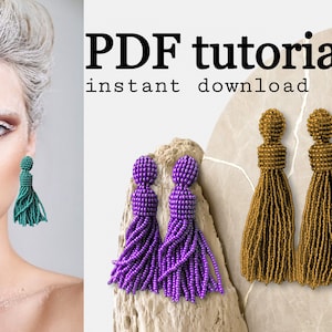 PDF Tassel Earrings Pattern - Oscar De La Renta Earrings Tutorial - DIY Seed Bead Earrings - Beaded Earrings Tutorial - Jewelry making