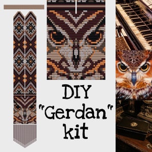 Op de afbeelding: DIY "Gerdan" kit met een kralen-uilenontwerp. De kit bevat een kralen-uilenhanger, een kralen-uilenbedel en een kralen-uilenketting. De kit is perfect voor iedereen die van het maken van sieraden houdt.