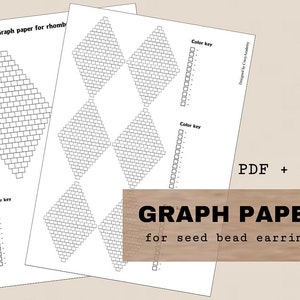 Plantilla de rombo de puntada de ladrillo de cuentas, gráfico de pendientes de cuentas, plantilla de rombo en blanco, patrón de gráfico de papel de pendiente de cuentas de semillas, descarga instantánea
