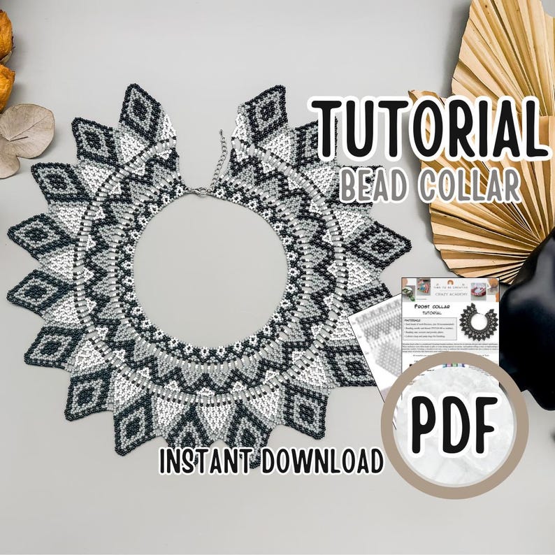 PDF tutorial to Create Beaded Collar Seed Bead Lace Necklace pattern for Elegant Handcrafted Jewelry Crafting Project to make Beaded collar image 15