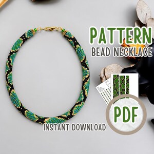 PDF Snake bead crochet rope pattern, Bead necklace pattern, Bead crochet craft, DIY Bead Creative tutorial, Green black python necklace