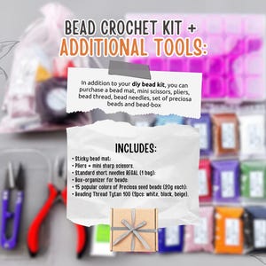 KIT to Make 150cm Pink Patchwork Necklace - Bead Crochet Rope Pattern ...