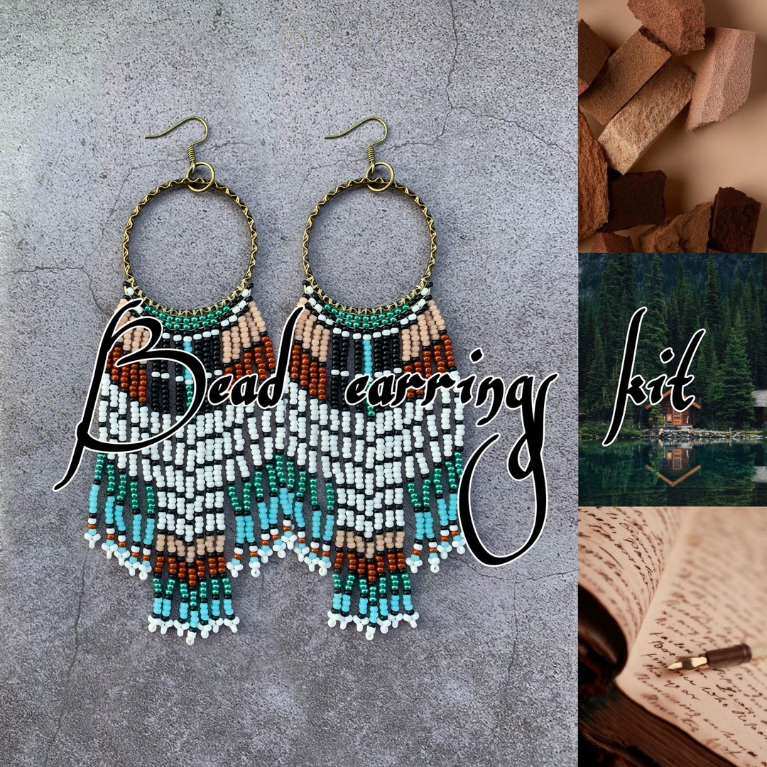 DIY Kit to Make Boho Beaded Fringe Hoop Earrings - Long Earrings ...