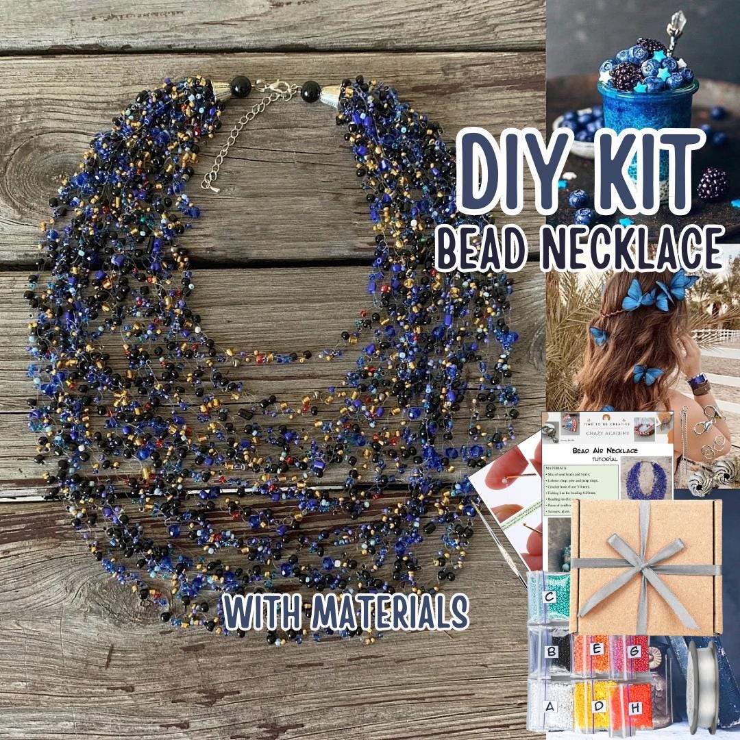 DIY Turquoise Airy Necklace - KIT to Make Bead Air Crochet Rope