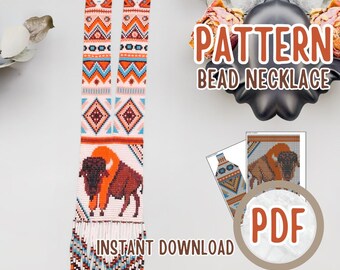 PDF American style Buffalo Bead loom Gerdan pattern, animal necklace loom pattern, geometric Gerdan making tutorial Beadweaving Crafter Gift