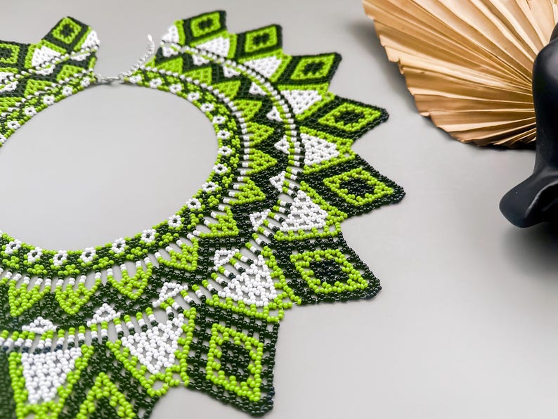 PDF tutorial to Create Beaded Collar Seed Bead Lace Necklace pattern for Elegant Handcrafted Jewelry Crafting Project to make Beaded collar image 7