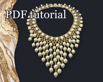 Tutoriel PDF Collier en cascade, Tutoriels de collier de perles, Modèles de perles, Tutoriels de bijoux pour fabriquer un collier de perles, Instructions de perles