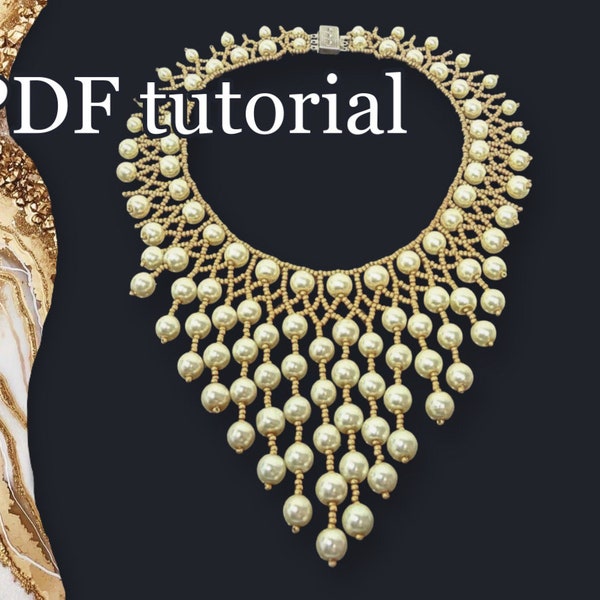 PDF Tutorial cascade Necklace, Beaded Necklace Tutorials, Beaded Patterns, Jewelry Tutorials to Make Bead necklace, Beading Instructions