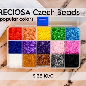 Scatola da 15 colori popolari 20g Perline Preciosa misura 10/0 Rocailles ceche Perline rotonde ricamo artigianale Confezione regalo di alta qualità per perline