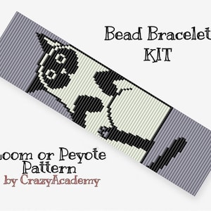 May include: A bead bracelet kit featuring a black and white cat design. The kit includes a loom or peyote pattern by CrazyAcademy. Bead Bracelet KIT.
