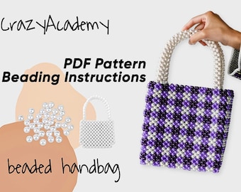 PDF Pearl Bead Shoulder bag digital beading pattern, digital download, evening Beaded handbag pattern + short instructions, Crafter Gift